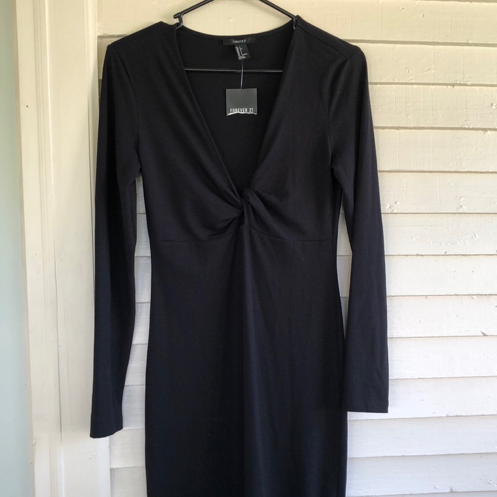 ❌ SOLD Forever21 dress NWT long black stretch L - Picture 1 of 8